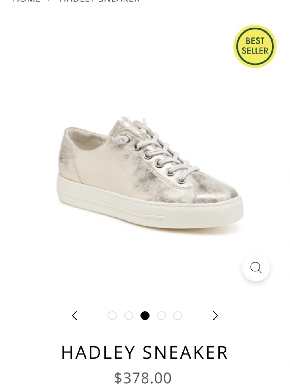 New Paul Green Women’s Hadley Sneaker US 7.5, AU 5 Mineral Metalic White